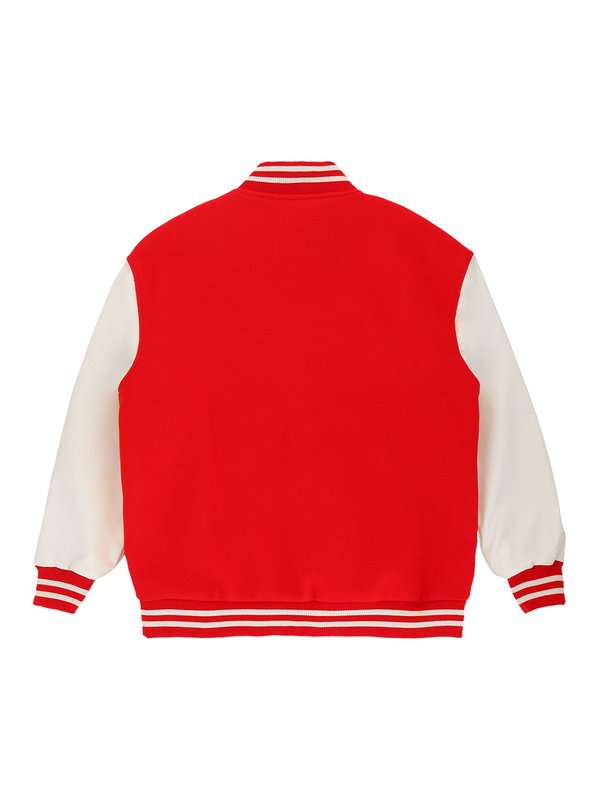 Red and White Plain Varsity Jacket