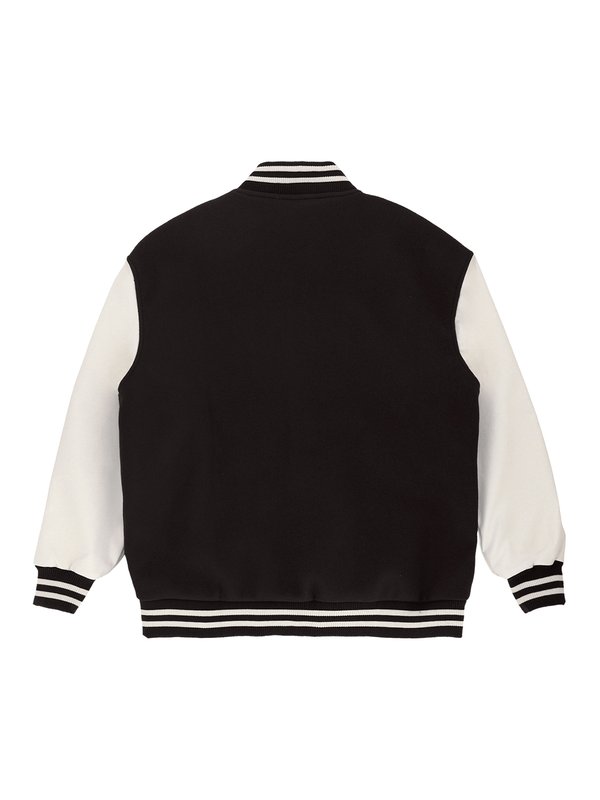Black and White Plain Varsity Jacket