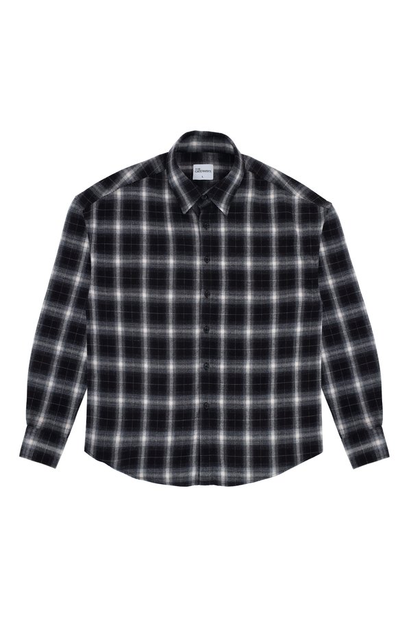 Black And White Plaid Faded Flannel Shirt