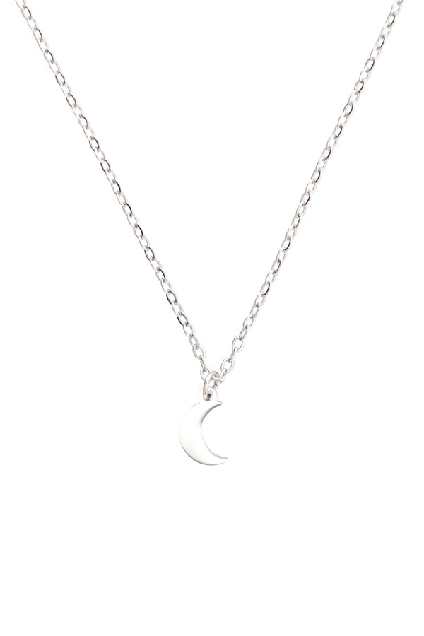 Luna Moon Necklace Rhodium Plated 316L Stainless Steel
