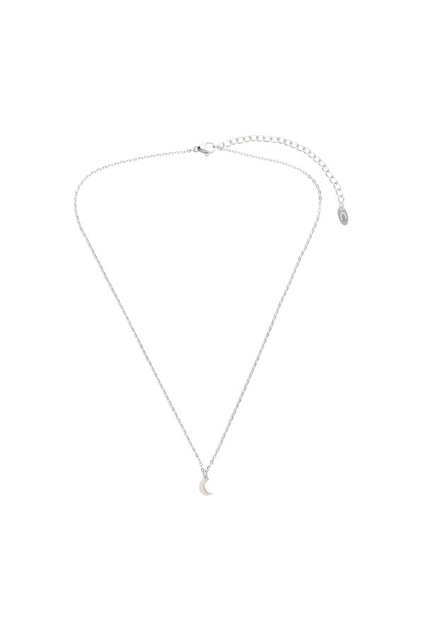 Luna Moon Necklace Rhodium Plated 316L Stainless Steel